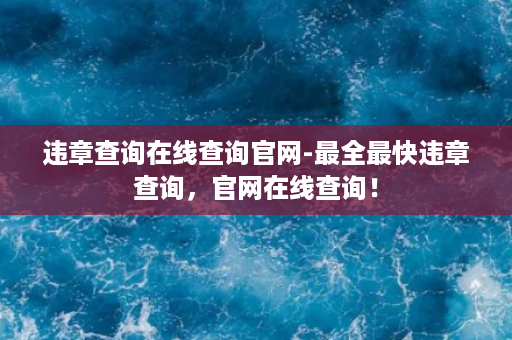 违章查询在线查询官网-最全最快违章查询，官网在线查询！