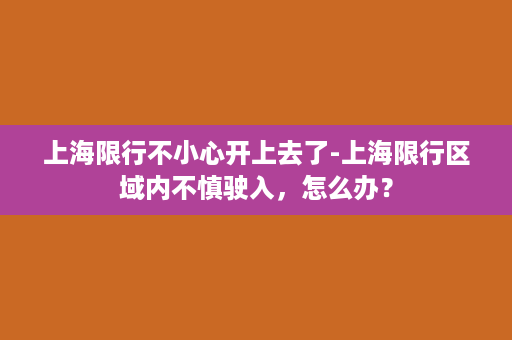 上海限行不小心开上去了-上海限行区域内不慎驶入，怎么办？