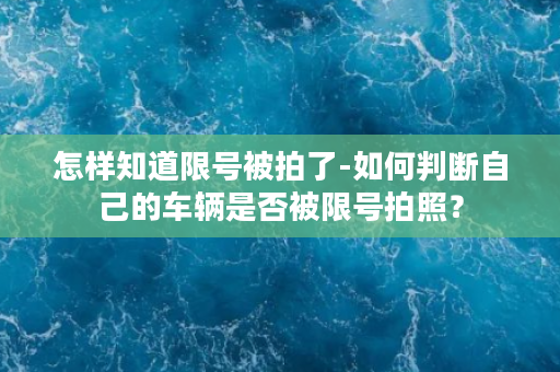 怎样知道限号被拍了-如何判断自己的车辆是否被限号拍照？