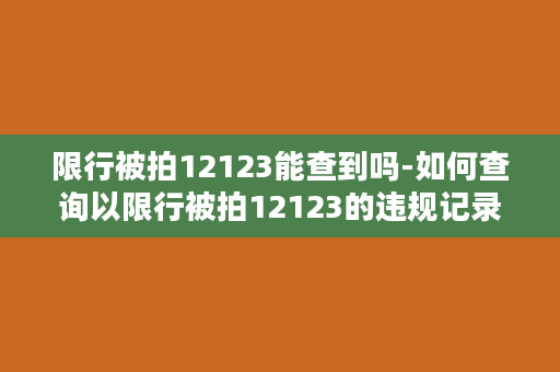 限行被拍12123能查到吗-如何查询以限行被拍12123的违规记录？