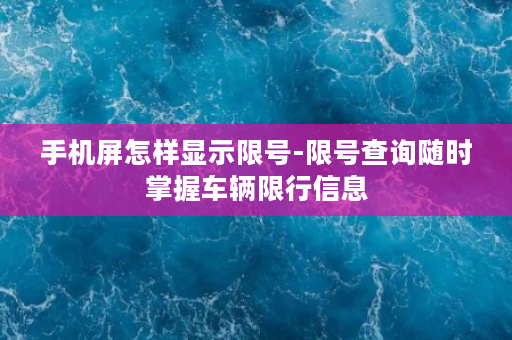 手机屏怎样显示限号-限号查询随时掌握车辆限行信息