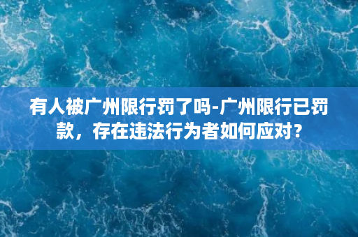 有人被广州限行罚了吗-广州限行已罚款，存在违法行为者如何应对？