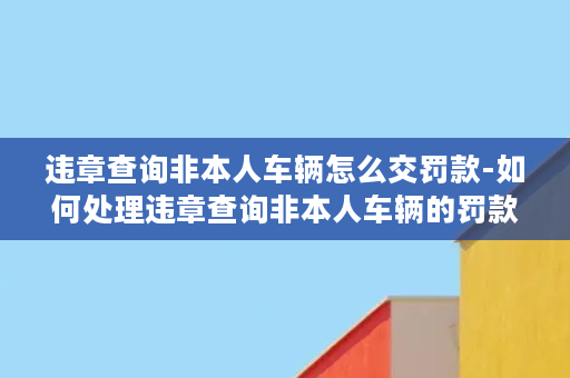 违章查询非本人车辆怎么交罚款-如何处理违章查询非本人车辆的罚款？