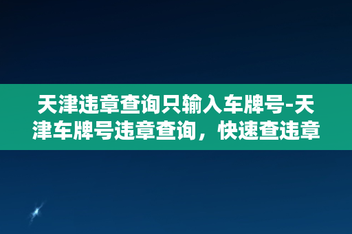 天津违章查询只输入车牌号-天津车牌号违章查询，快速查违章！