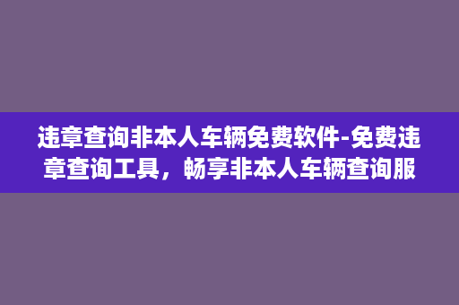 违章查询非本人车辆免费软件-免费违章查询工具，畅享非本人车辆查询服务