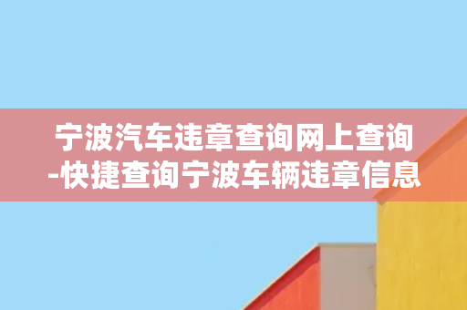 宁波汽车违章查询网上查询-快捷查询宁波车辆违章信息，全面高效服务！