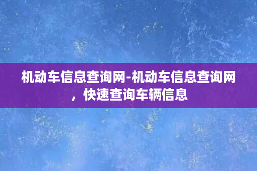 机动车信息查询网-机动车信息查询网，快速查询车辆信息