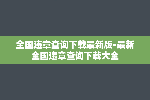 全国违章查询下载最新版-最新全国违章查询下载大全