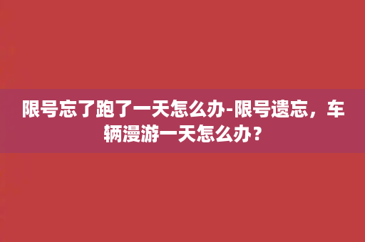 限号忘了跑了一天怎么办-限号遗忘，车辆漫游一天怎么办？