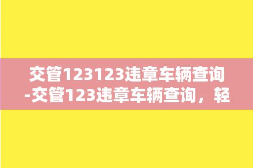 交管123123违章车辆查询-交管123违章车辆查询，轻松查询违章信息！