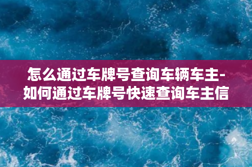 怎么通过车牌号查询车辆车主-如何通过车牌号快速查询车主信息