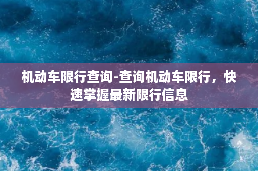 机动车限行查询-查询机动车限行，快速掌握最新限行信息