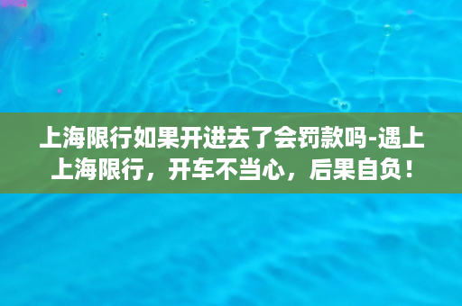 上海限行如果开进去了会罚款吗-遇上上海限行，开车不当心，后果自负！