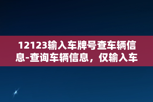 12123输入车牌号查车辆信息-查询车辆信息，仅输入车牌号12123！