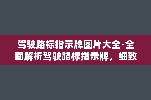 驾驶路标指示牌图片大全-全面解析驾驶路标指示牌，细致介绍各类图案及含义