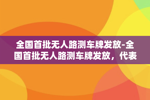 全国首批无人路测车牌发放-全国首批无人路测车牌发放，代表着什么？