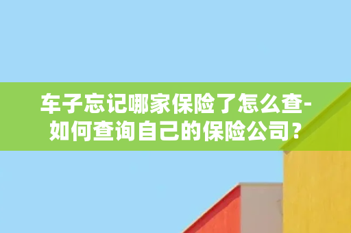 车子忘记哪家保险了怎么查-如何查询自己的保险公司？