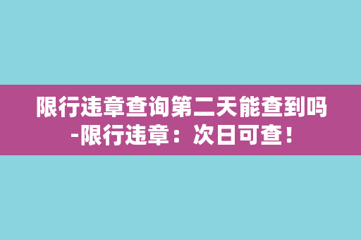 限行违章查询第二天能查到吗-限行违章：次日可查！