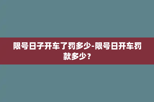 限号日子开车了罚多少-限号日开车罚款多少？