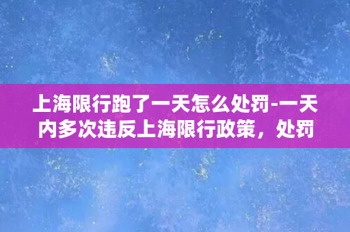 上海限行跑了一天怎么处罚-一天内多次违反上海限行政策，处罚到位吗？