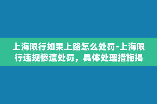 上海限行如果上路怎么处罚-上海限行违规惨遭处罚，具体处理措施揭秘！