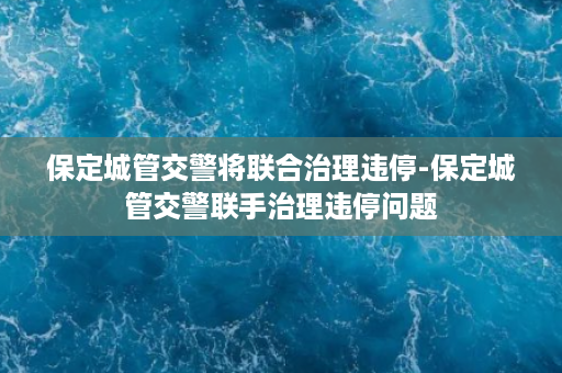 保定城管交警将联合治理违停-保定城管交警联手治理违停问题