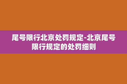 尾号限行北京处罚规定-北京尾号限行规定的处罚细则