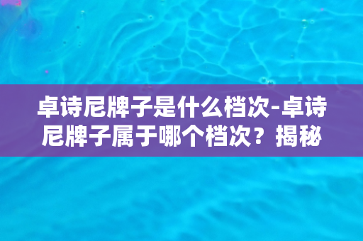 卓诗尼牌子是什么档次-卓诗尼牌子属于哪个档次？揭秘卓诗尼品牌定位