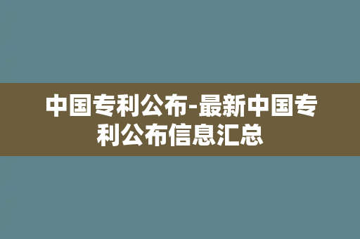 中国专利公布-最新中国专利公布信息汇总