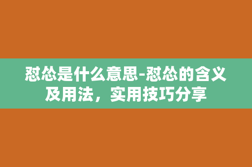 怼怂是什么意思-怼怂的含义及用法，实用技巧分享